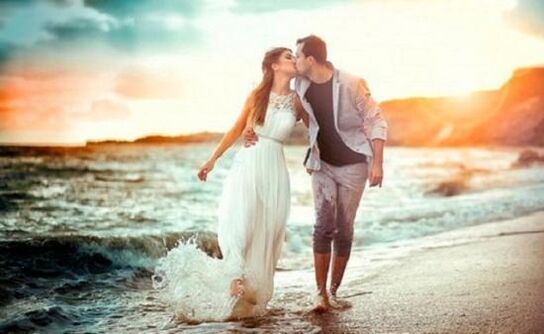 Woman and man in love with his enlarged penis