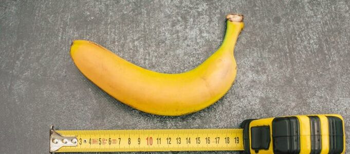 for example, measuring the penis using a banana
